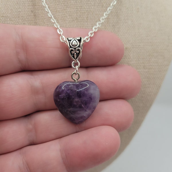 Real Amethyst Heart Necklace