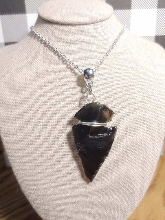 Real Black Obsidian Arrowhead Necklace Etsy Australia