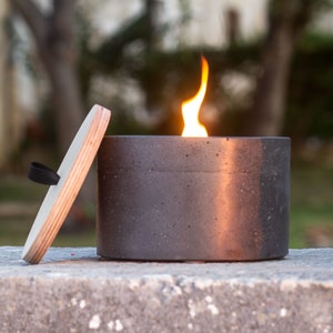 Wax fire outdoor candle with permanent wick - 18 x 11 centimeters - ground concrete - handmade in Hesse!