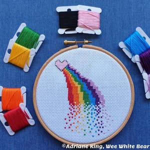 Rainbow Heart Cross Stitch Pattern, Instant Download, PDF Pattern
