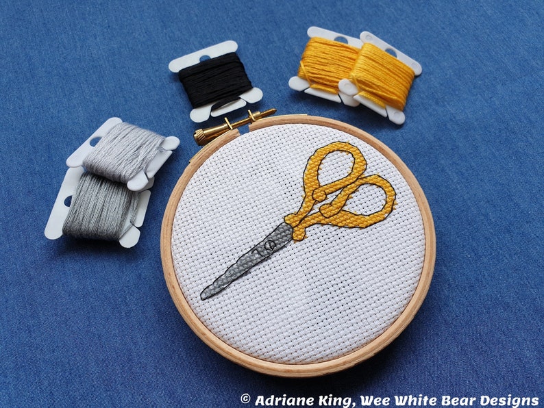Gold Embroidery Scissors Cross Stitch Pattern, Instant Download, PDF