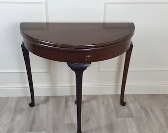 1920s Demilune Foldover Card Table (Raised On Cabriole Type Supports) - F105