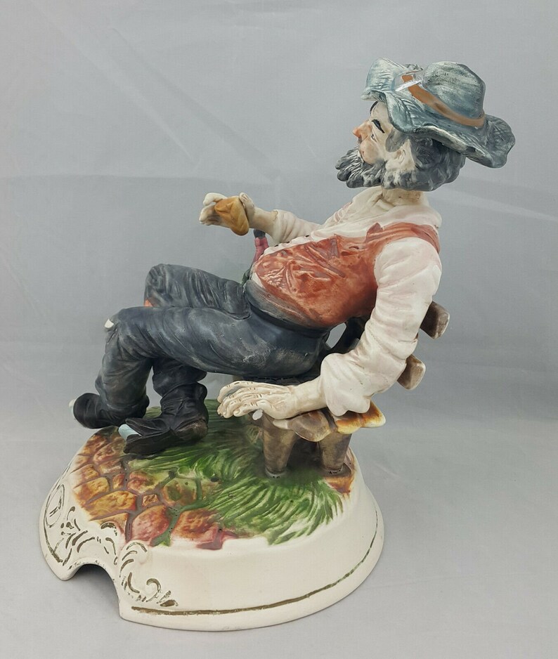 Capodimonte Large Figurine Tramp on Bench | Etsy