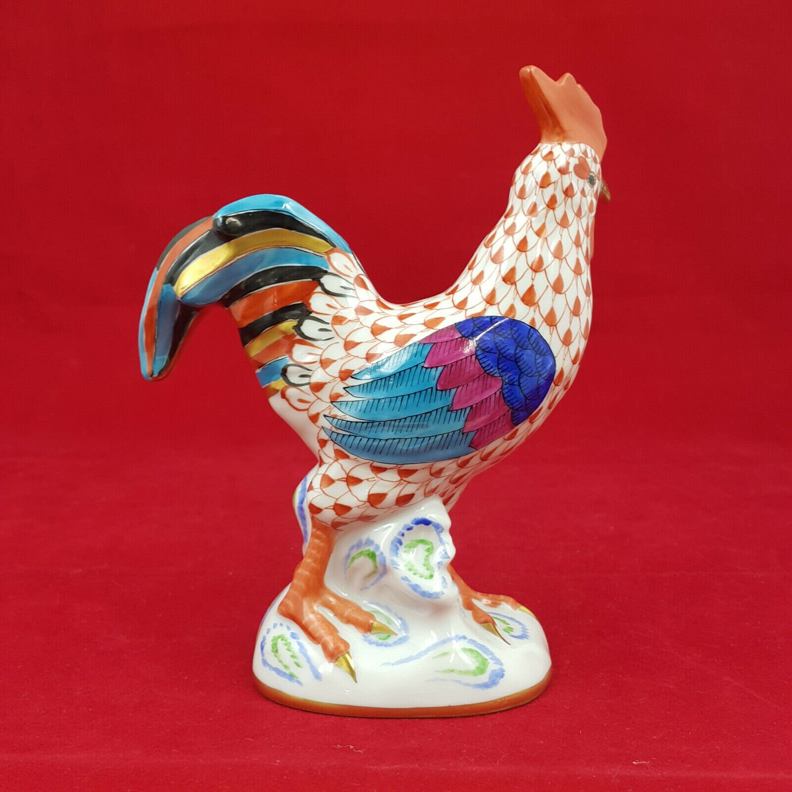 Herend Porcelain Rooster Figurine With Fishnet Pattern | Etsy