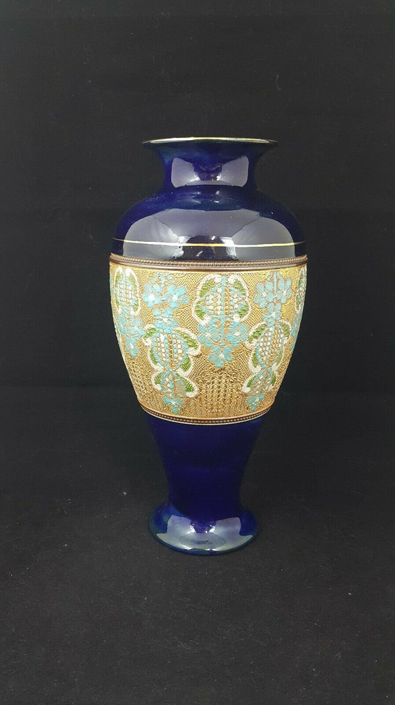 Royal Doulton Blue y Gilt Vase 1890 a 1930 FB0084 Etsy