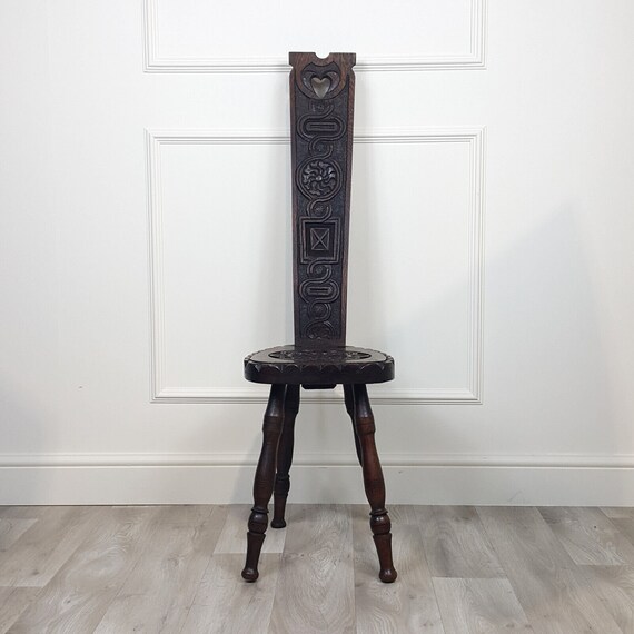 Carved Oak Spinning Chair F188 Etsy