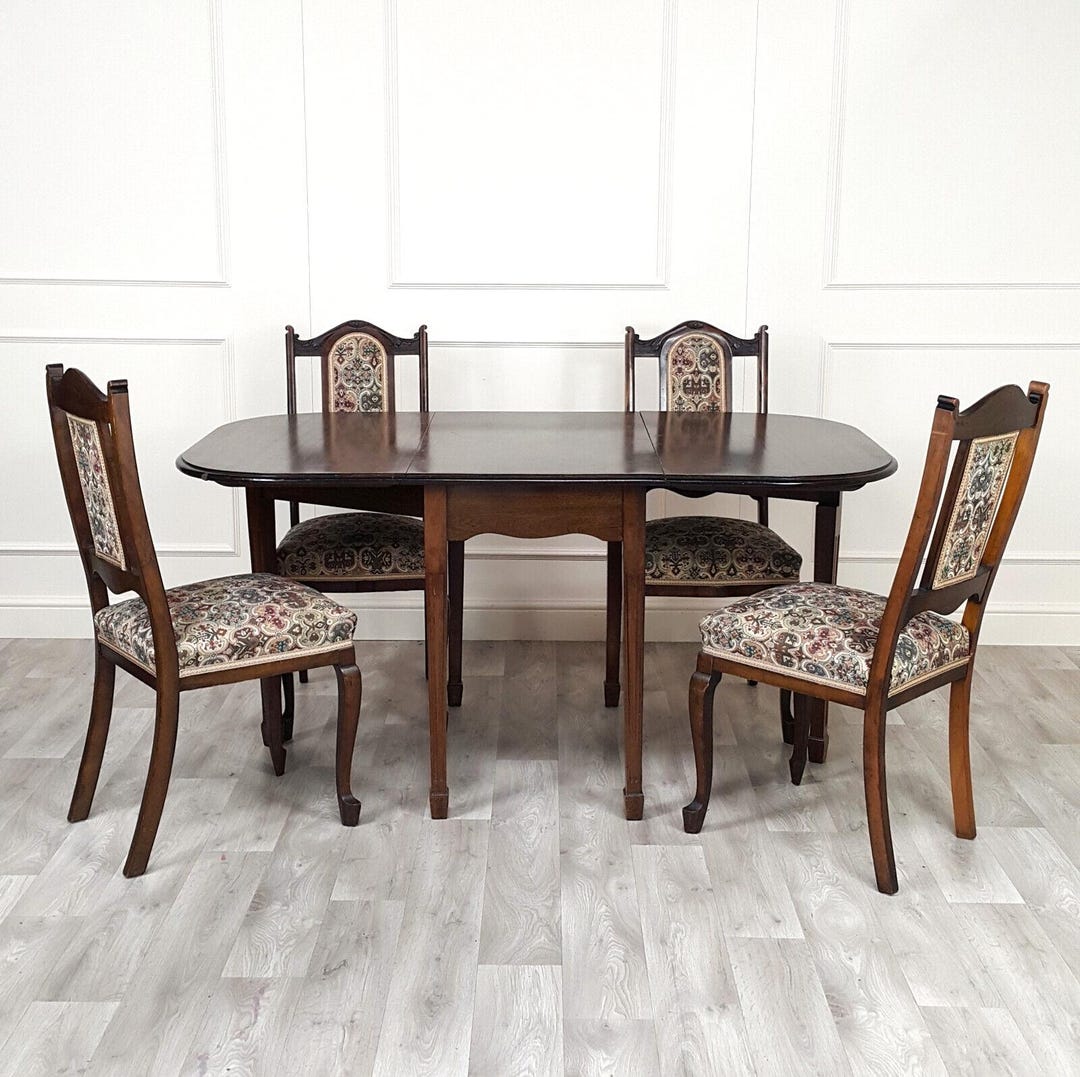 Vintage Extending Dining Table With Four Upholstered Dining Chairs F336 ...