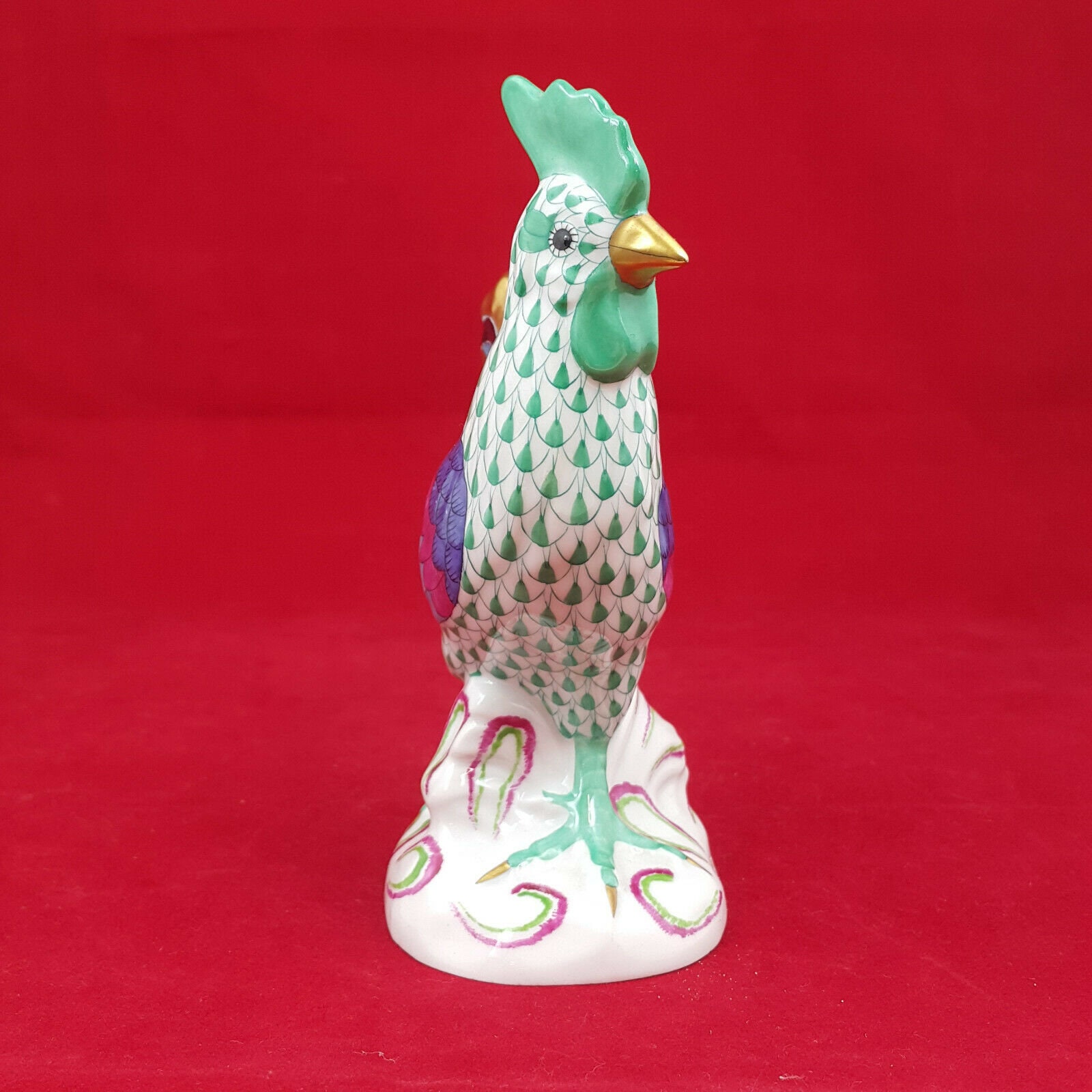 Herend Porcelain Rooster Figurine With Fishnet Pattern Green | Etsy