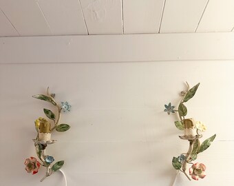 Pretty French antique toleware wall sconces lights