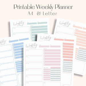 Druckbarer Wochenplaner | A4 Planer | US Letter Planer | Habit Tracker | A4 Binder Einlage