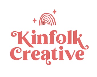Premade Retro Boho Logo Design for Creatives | Vintage 70s Style Logo