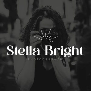 Premade Feminine Starburst Logo Design for Photographer or Female Entrepreneur | Minimalist Sunburst Logo