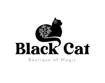 Black Cat Premade Logo | Black Cat Branding | Cat Boutique Logo