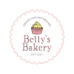 Premade Feminine Bakery Logo Design | Cake & Cupcake Business Branding