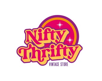 Customizable Retro 70s Style Logo Design – Perfect for Female-Owned, Small Businesses, Bloggers, and Startups