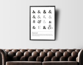 Printable Downloadable Office Wall Art Punctuation Poster, Ampersand A4, 8&quot;x10&quot; Printable
