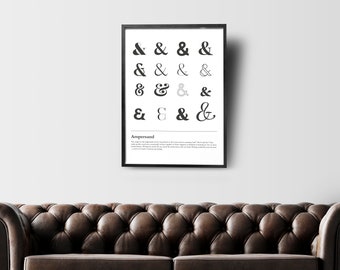 Printable Downloadable Office Wall Art Punctuation Poster, Ampersand A4, 8"x10" Printable