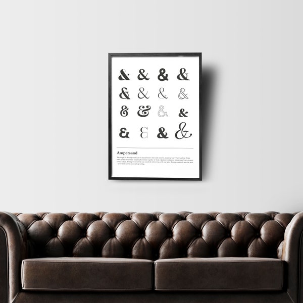 Printable Downloadable Office Wall Art Punctuation Poster, Ampersand A4, 8"x10" Printable