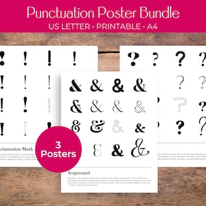 Printable Punctuation Office Wall Art Poster Bundle | Ampersand, Question Mark, Exclamation Mark