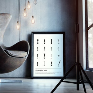 Printable Office Wall Art punctuation poster, exclamation mark A4