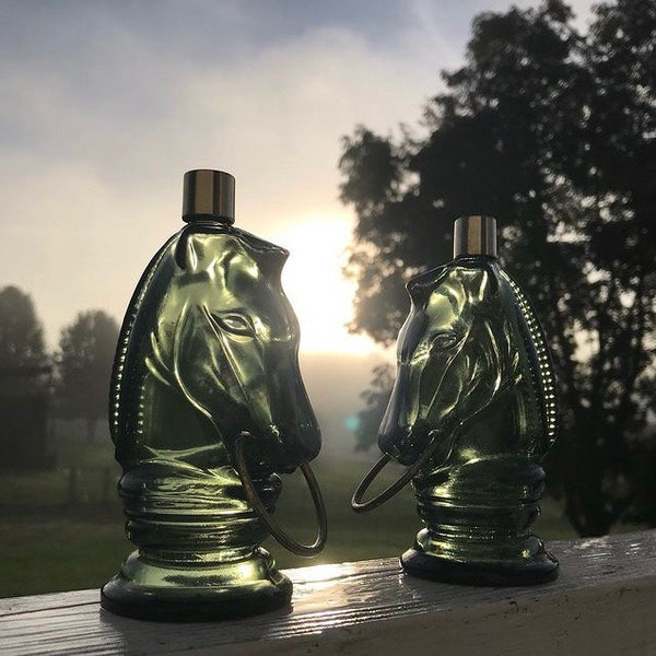 VINTAGE 1970’s AVON Wild Country Cologne Bottles (set of 2) HORSE Head Motifs, Equestrian Decor, Horse Lover, Christmas Gift
