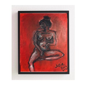 Pintura original figurativa abstrata de mulher contemporânea impressionista 8x12 arte de mulher nua sensual artista ucraniana
