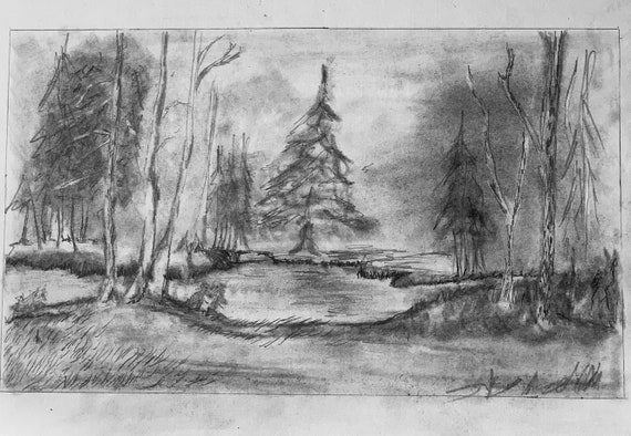How to draw landscape scenery Sketch|| Easy Pencil sketch|| Drawing by  Minha - YouTube