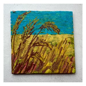 Aceo Paisagem Verão \ Pintura Acrílica Arte Original Arte em Miniatura para Casa de Bonecas ou Decoração de Casa Pequena 2x2 Arte Ucraniana Presente