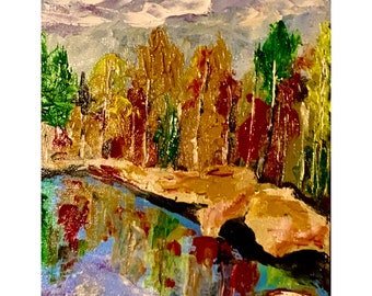 Decorazione murale autunnale | Foresta autunnale | Dipinto | Arte murale autunnale | Dipinto ad olio dorato 8x10 | Artista ucraino