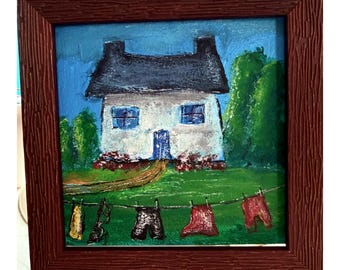 Ireland Painting: Original Acrylic Artwork Framed Artwork Naive Art