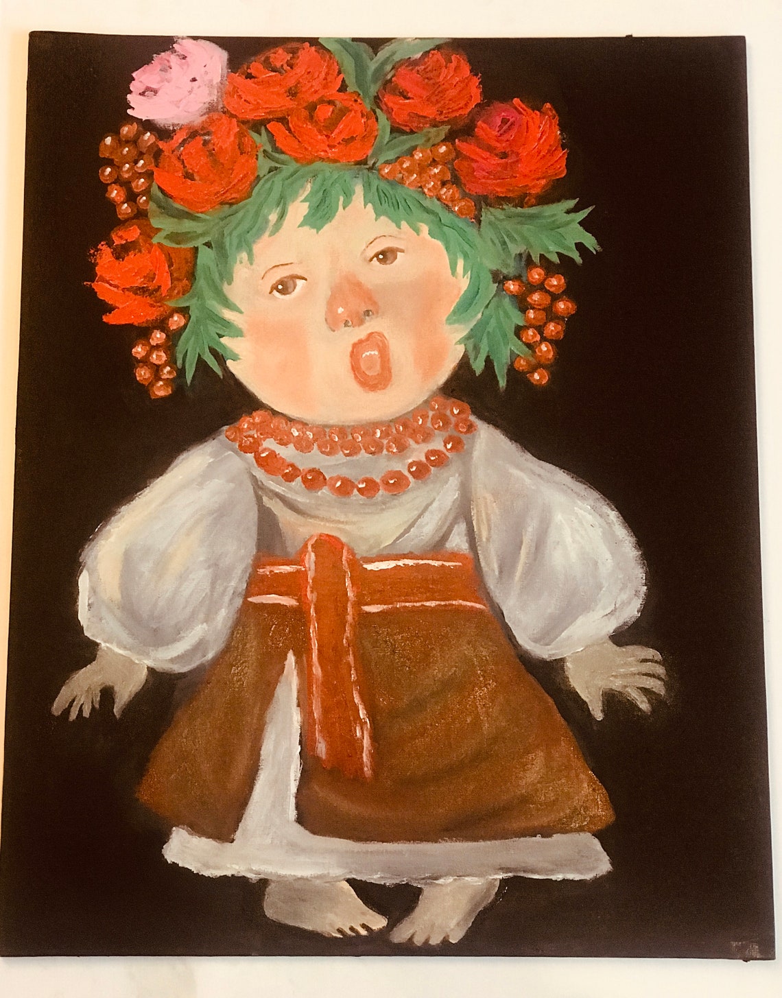 Ukrainian Girl Painting Girl in Vinka Original Art Painting Etsy