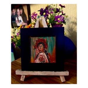 Aceo Fille ukrainienne Peinture abstraite Acrylique Art original Petite œuvre d’art