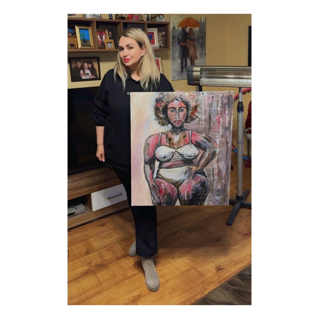 Nude Black Woman African American Art Original Painting Black Woman Portrait Woman Artwork Sexy