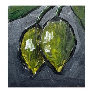Pintura Aceo Lemon Decoração Original Arte de Parede de Cozinha Citrus Semi Abstrato Belas Artes