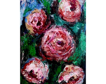 Peonies Painting Flowers Original Art Floral Wall Art Pink Peonies Acrylic Gift for her Ukrainian artist