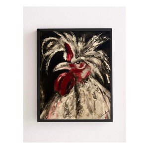 Pintura de gallo, arte original, arte animal, decoración de pared de pollo barato por artista ucraniano