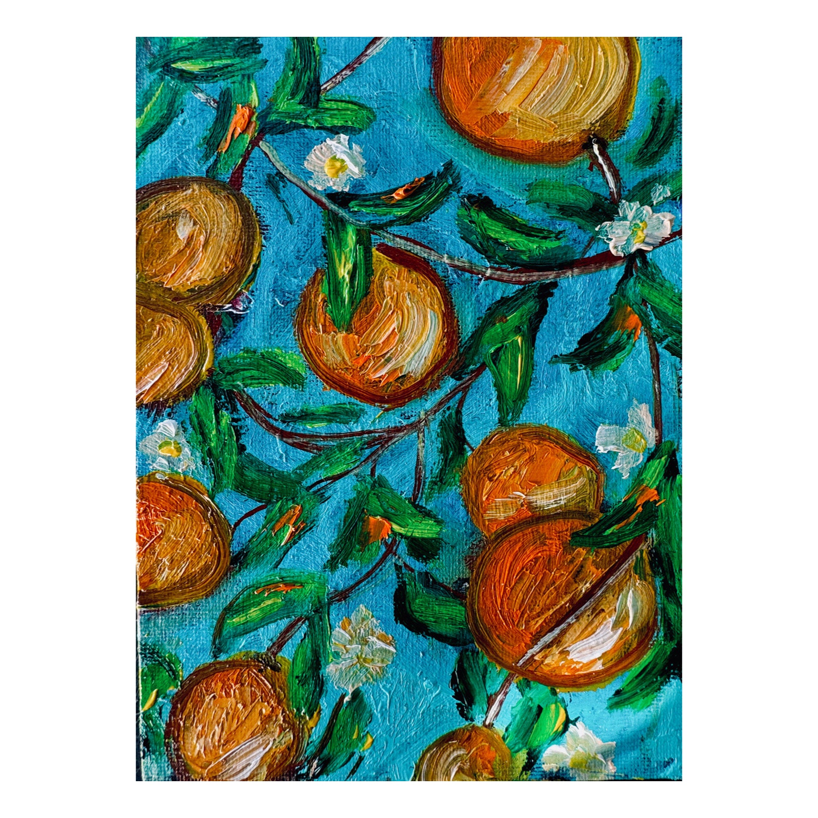 Mandarins Painting Clementines Oil painting , Original Oil artwork Citrus painting Fruit Art