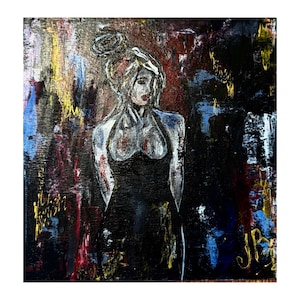 Girl Painting Abstract Original Art Colorful Woman Female Body Wall Art Living Room Home Decor