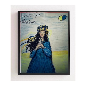 Digital file Ukraine Ukraine shop Download JPG file Instant Download Small Painting blue and yellow Support seller on Ukraine