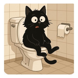 Gatto nero sul water File digitale PNG Artista ucraino Sopra il letto Arte Pittura stampabile