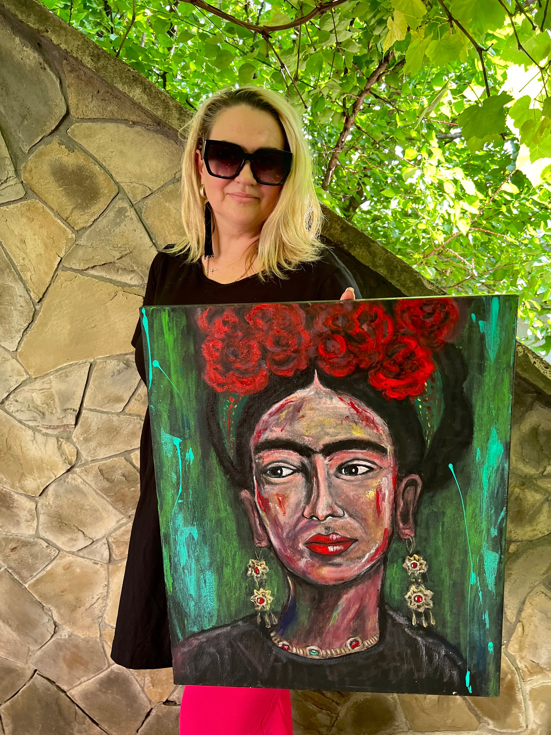 Frida Kahlo Acrylic Painting Mexican Handmade Original Art Etsy