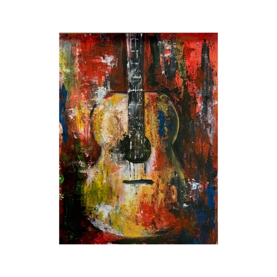 Guitar Painting Acrylic Original Art Painting Wall Decor Etsy UK