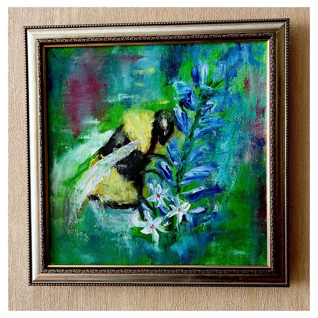 Bee Painting Framed , Original Oil Art , Insect Original Honey Bee ...