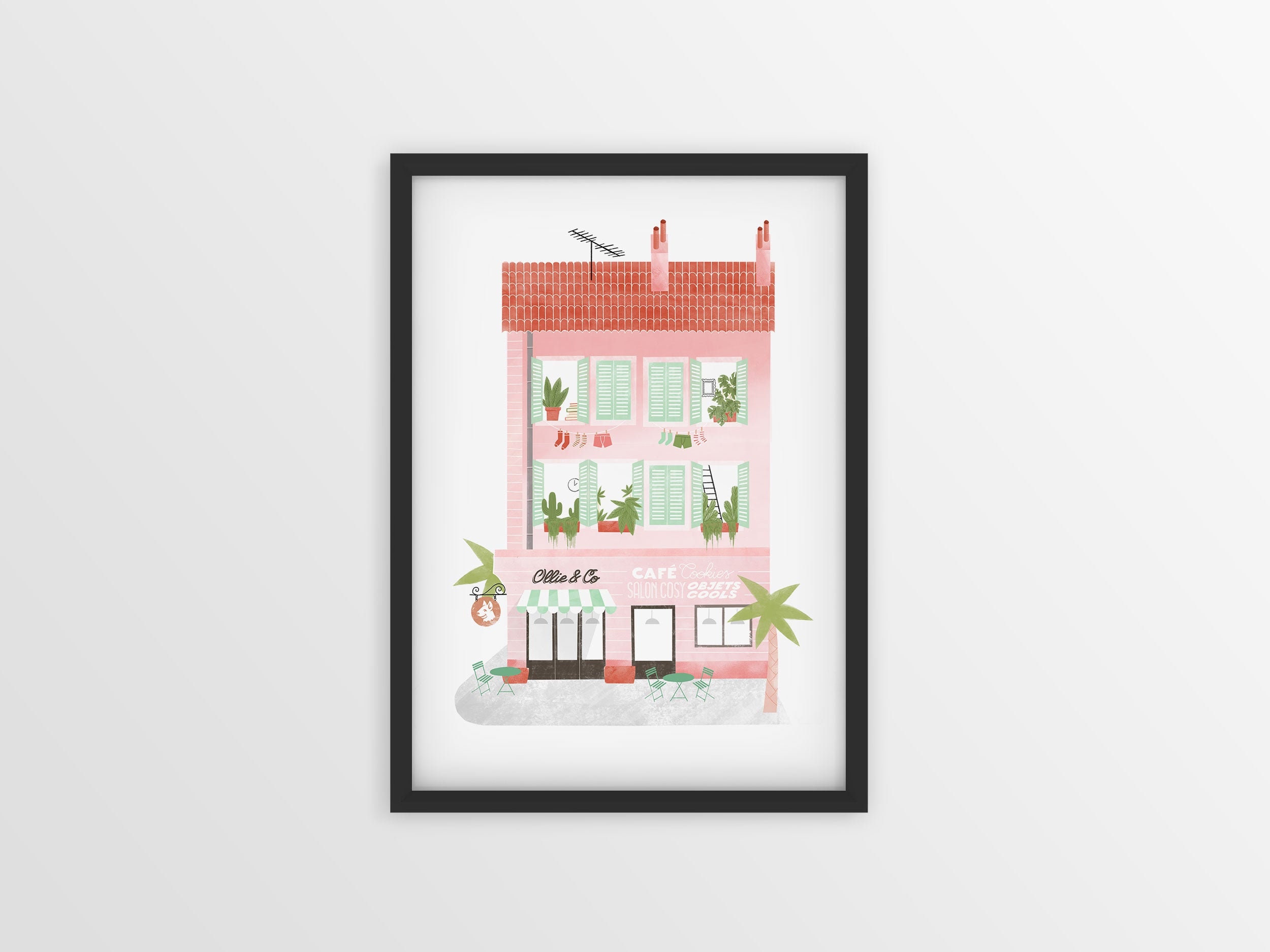 Illustration Ollie & Co en 30x40 cm