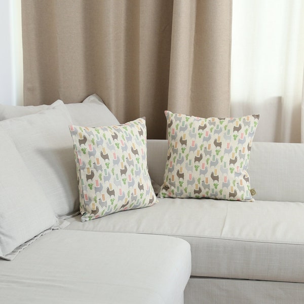 Llamas pillowcase, Alpaca multi color joyful cushion cover, Spanish cotton couch cushion cover, Custom size pillow cover, Animal print decor