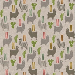 Lamas animaux imprimés 110 pouces tissu, Coupé à la taille, Tissu facile à nettoyer, Coton espagnol, Décoration de chambre d’enfants, Tissu textile extérieur