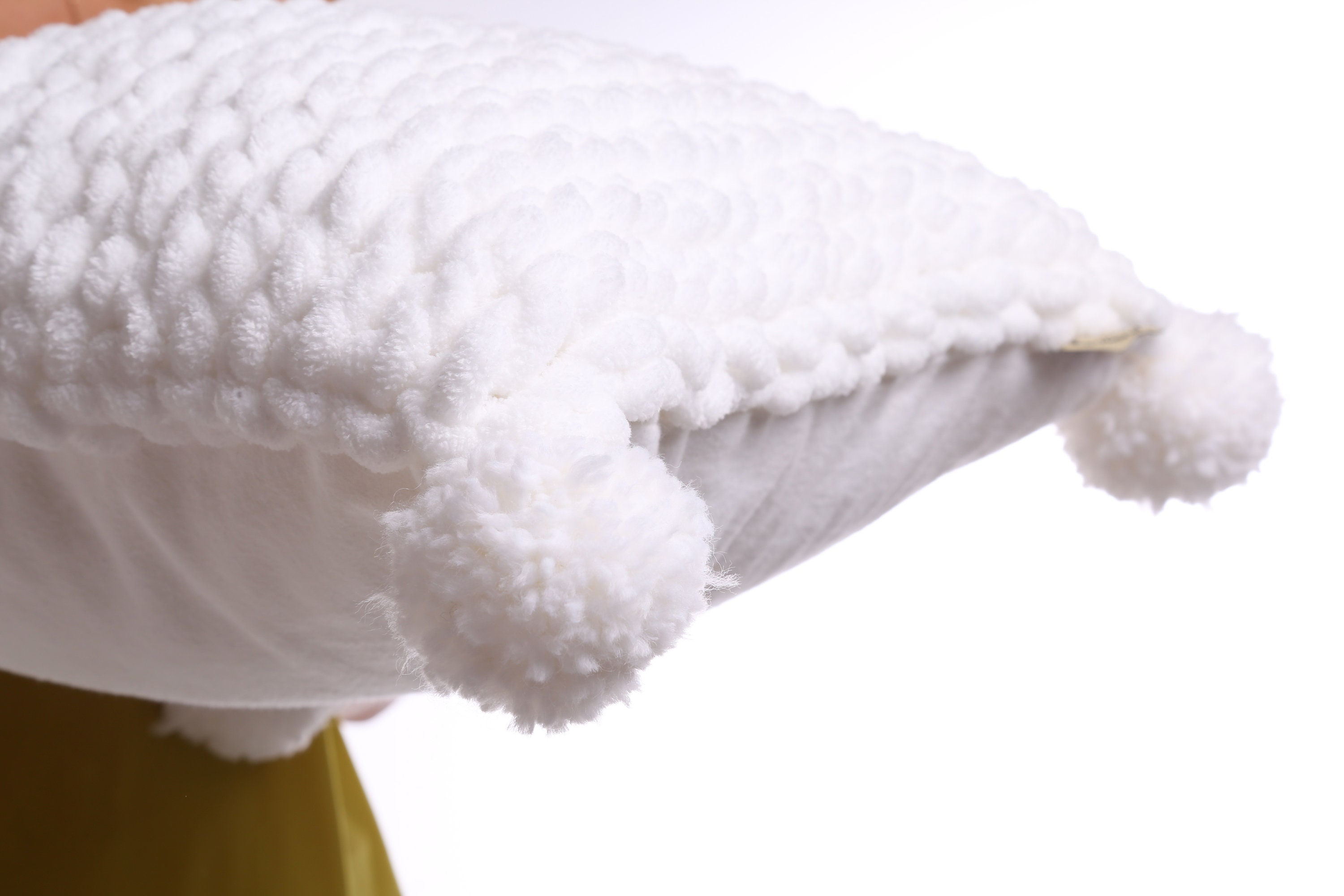 White Pom Pom Pillow Handmade Plush Cushion Decorative Etsy
