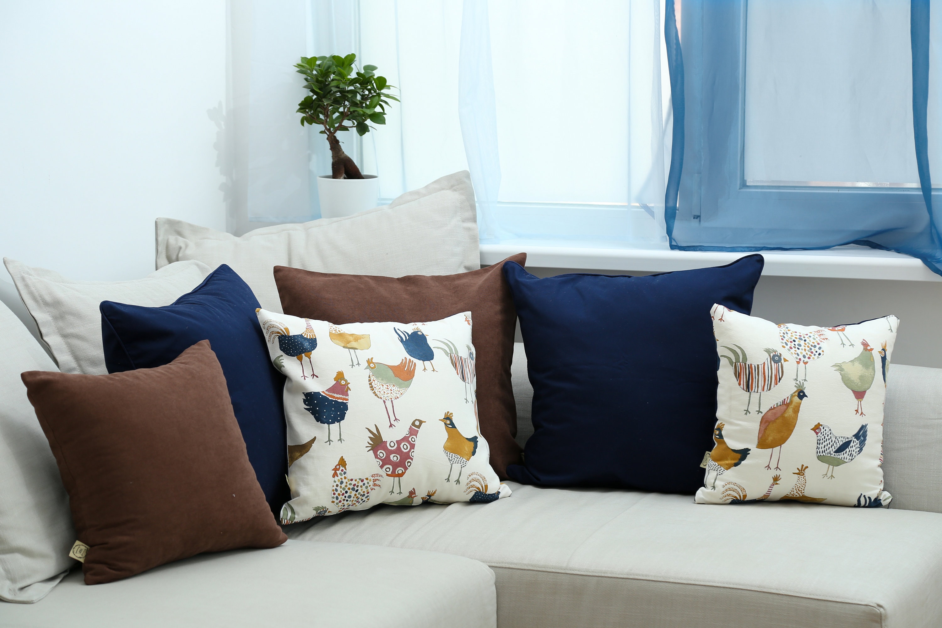 20 Square Couch Cushion Navy Blue Cotton Throw Pillowcase Etsy UK