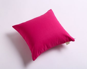 Bright pink square pool pillow, Pink waterptoof bolster pillow, Pool area cushion, Fucshia outdoor decor