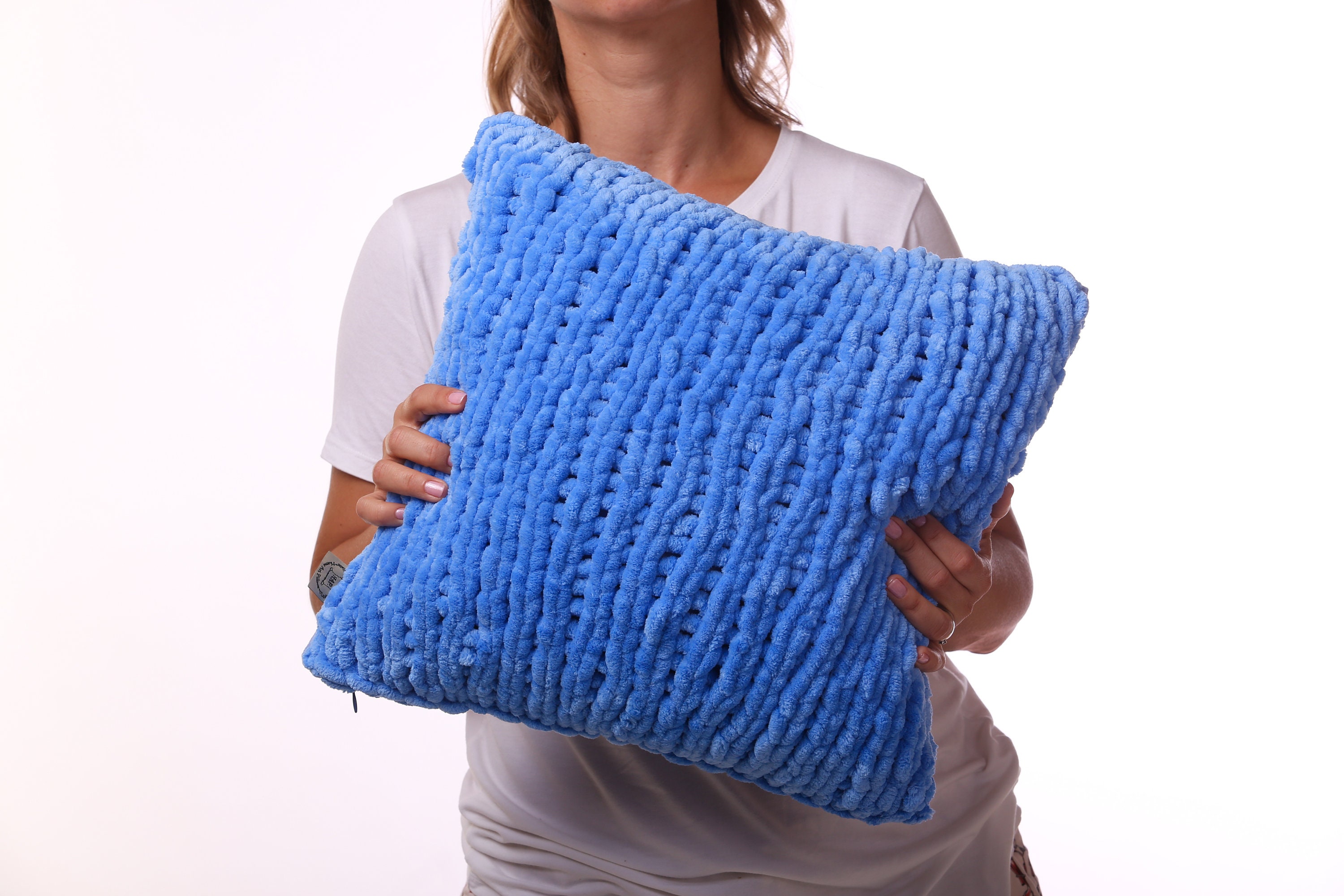 Soft Blue Plain Cushion, Sea Blue Sofa Pillow, Sky Blue Cushion, Hand ...
